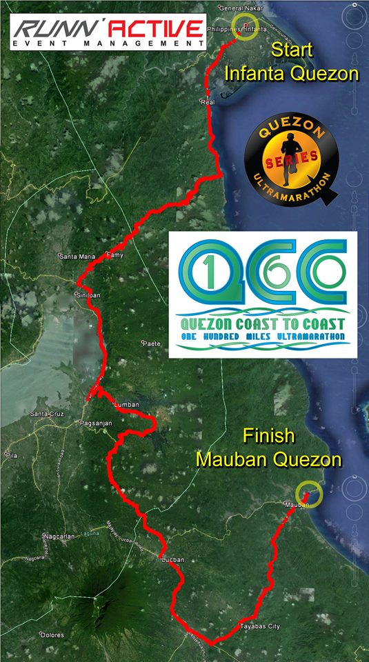 1st Quezon Coast to Coast ONE HUNDRED MILES ULTRAMARATHON 2014 Official Race Map